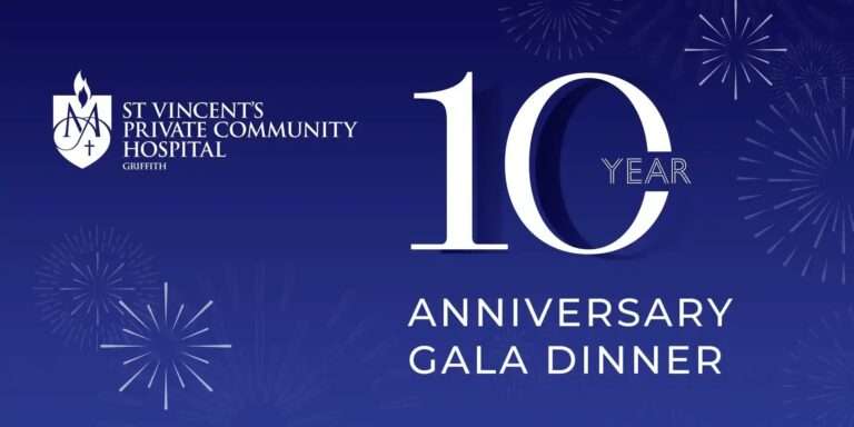 St Vincent’s Private Community Hospital Griffith 10 Year Anniversary Gala Dinner celebrating a decade of regional healthcare.